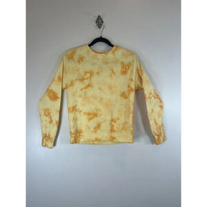 Athleta Yellow Tie Dye Pullover Crewneck Long Sleeve Sweatshirt Womens XXS